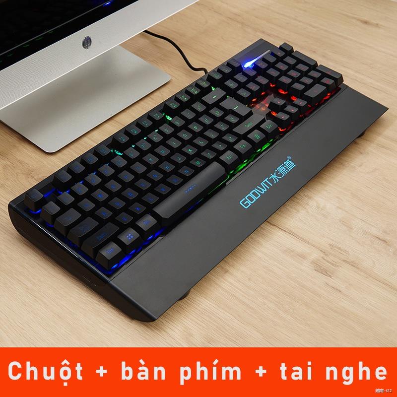 ◊Bộ bàn phím giả cơ chơi game kèm chuột có đèn LED ánh sáng rực rỡ dành cho máy tính laptop