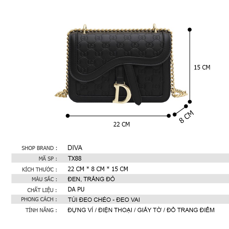 Túi xách nữ đeo chéo cao cấp đẹp thời trang cá tính sang trọng DIVA TX88 | BigBuy360 - bigbuy360.vn