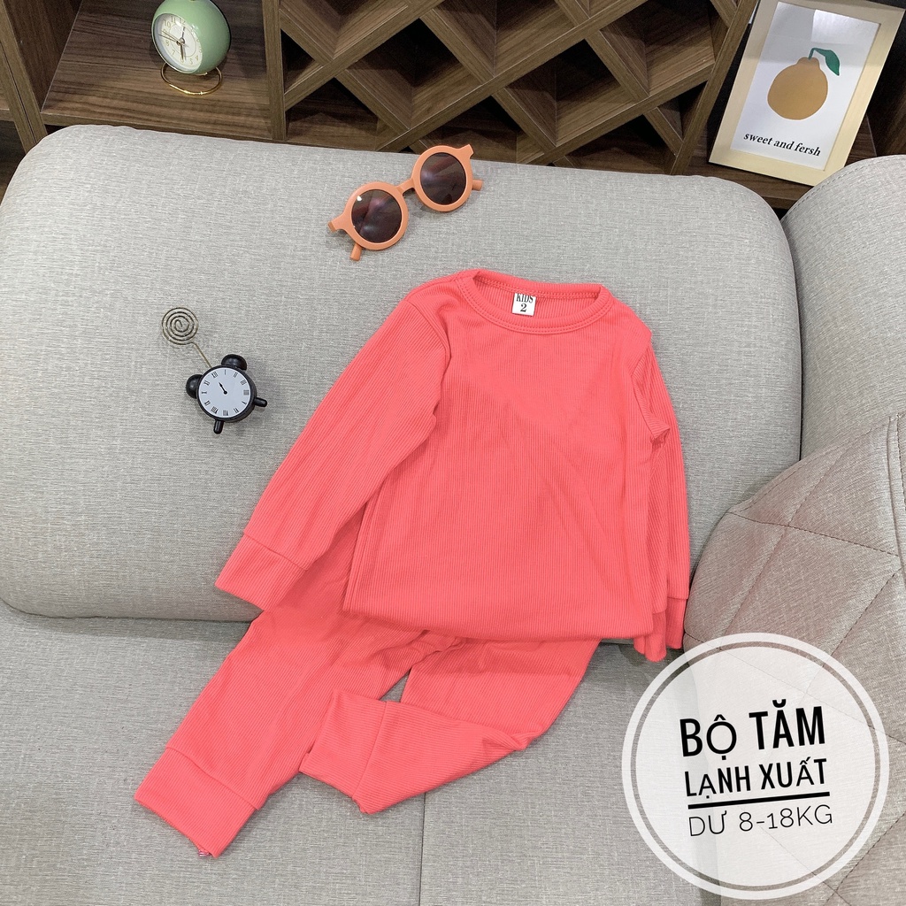 Bộ len tăm dài tay cho bé trai bé gái 8-18kg, vải mềm mịn, co giãn 4 chiều nhiều màu lựa chọn - BO105