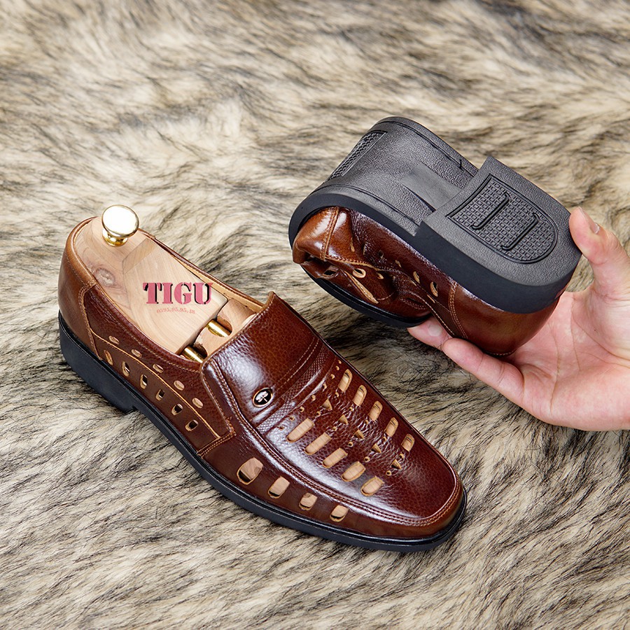 Giày hè nam DA BÒ THẬT thoáng mát - BH 1 NĂM