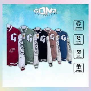  Áo khoác bomber Jacket Varsity Gonz nam nữ nhung tăm phong cách cá tính 