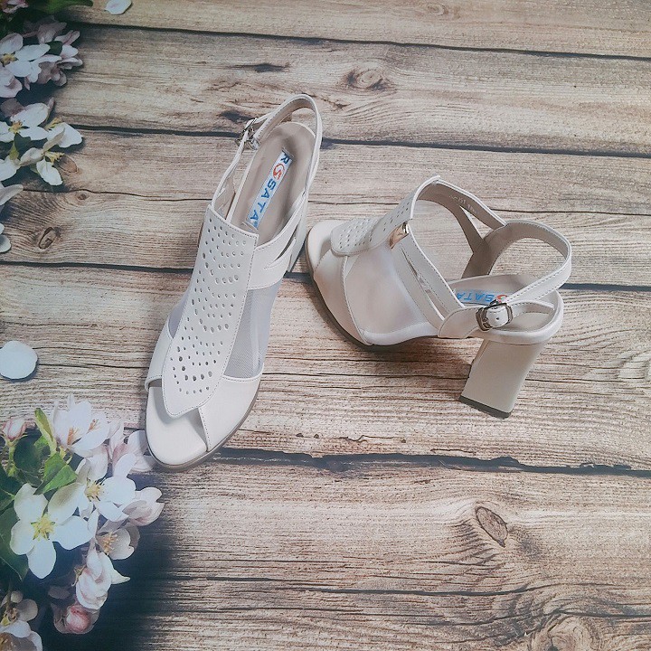 Giày sandal nữ cao gót đế cao 7 phân hàng hiệu rosata màu đen kem ro151