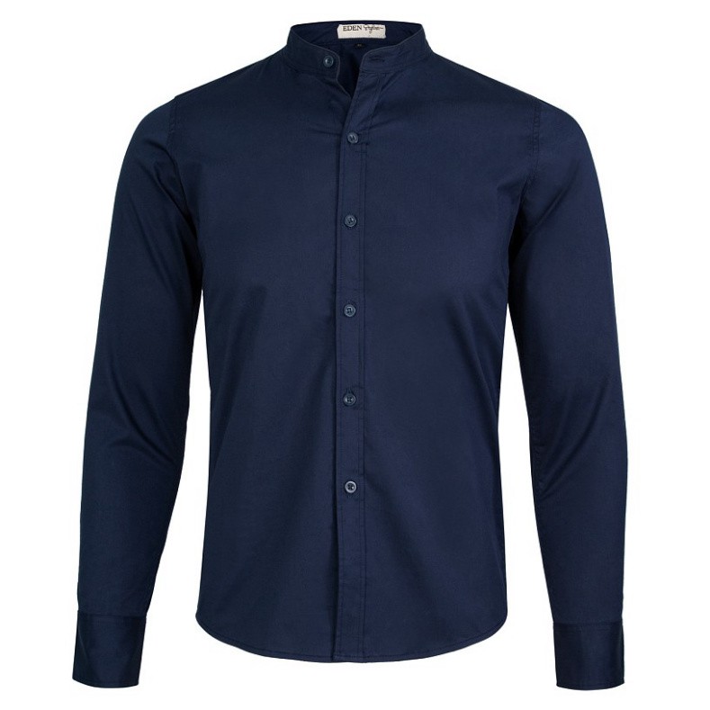 Sơ mi nam dài tay cổ tàu. Áo sơ mi cổ tàu vải lụa kiểu dáng ôm body slimfit