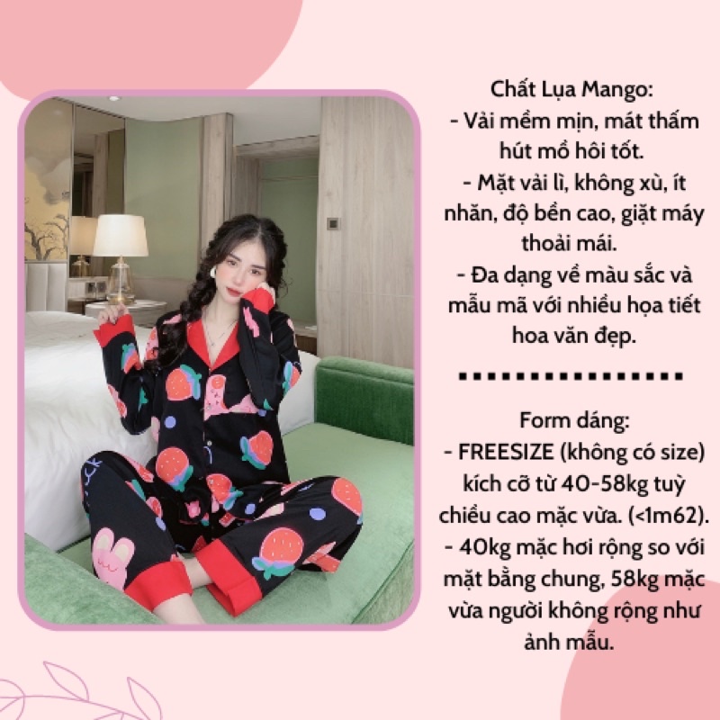 Đồ Bộ Pijama Đồ Mặc Nhà Tay Dài Quần Dài Chất Liệu Mango Mềm Mịn