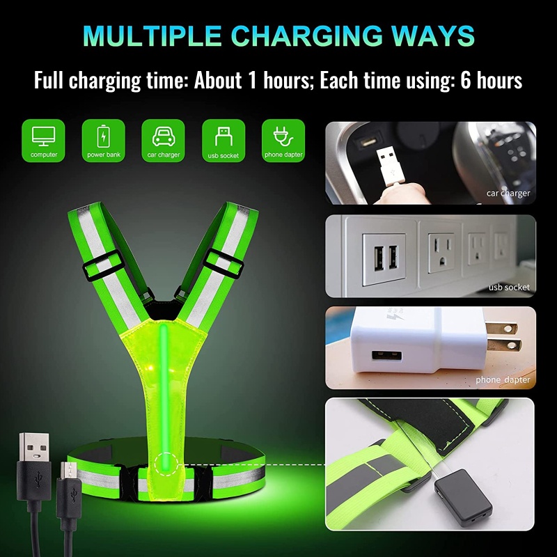 Áo Sát Nách Có Đèn LED Phản Quang Điều Chỉnh Được Cho Chạy Bộ