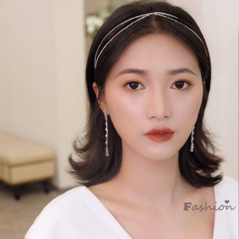 Băng Đô Cài Tóc Hai Hàng Đính Đá Lấp Lánh Cho Phù Dâu