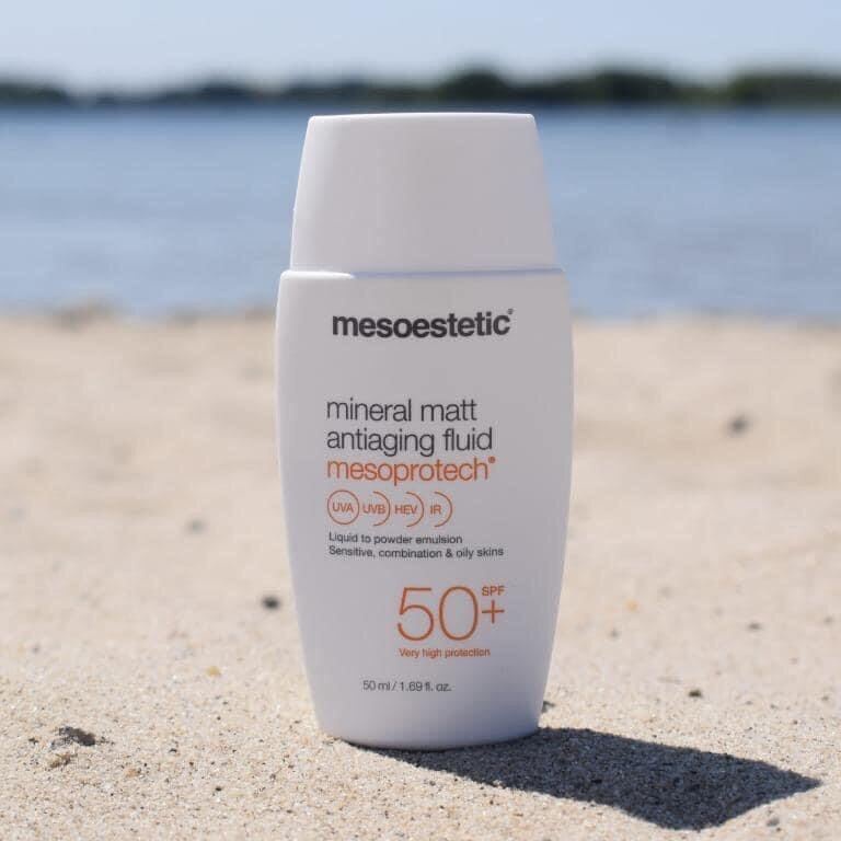 Kem chống nắng Mesoestetic Mineral Matt Antiaging Fluid Mesoprotech SPF50+