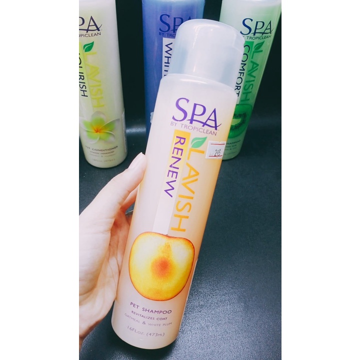 Sữa tắm dưỡng lông chó mèo Renew Spa Tropiclean hương mận trắng