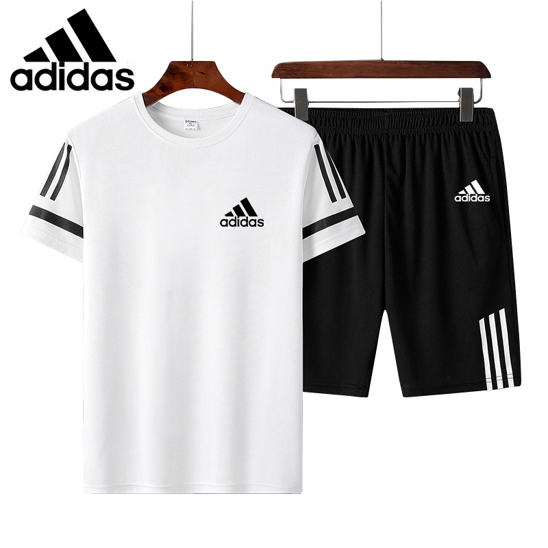 Adidas Set Đồ Thể Thao Áo Thun Cổ Tròn + Quần Short Thoáng Khí Nhanh Khô Size M-5XL Thời Trang Cho Nam