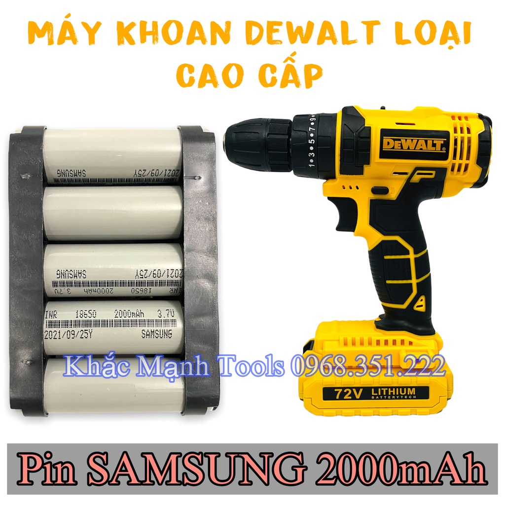 Máy Khoan Pin DeWaLT 36V - 72V 3 Chức Năng, 24 Chi Tiết, Tặng Bộ Mũi Khoan Bê Tông Kèm Mũi Vít Dewalt Chính Hãng.