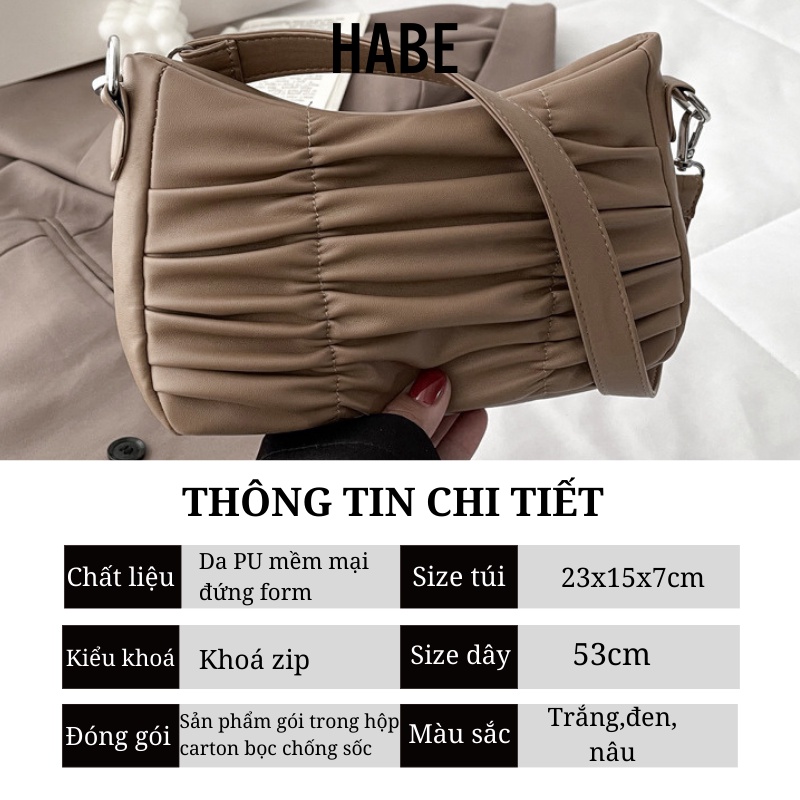 Túi kẹp nách hoạ tiết nhúm đám mây, túi đeo vai da mềm phong cách Hàn Quốc đơn giản cho nữ