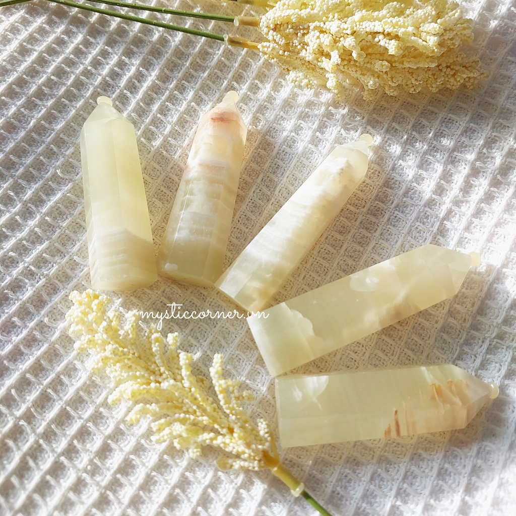 Trụ đá thanh tẩy Green Onyx - Trụ đá thanh tẩy Tarot, Reiki, Thiền Định, Đá Phong Thủy