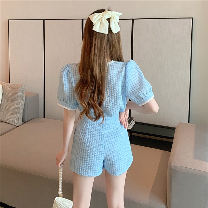 Set Đồ Nữ Áo Kèm Quần Đùi Ống Rộng Cạp Cao Thời Trang Nữ