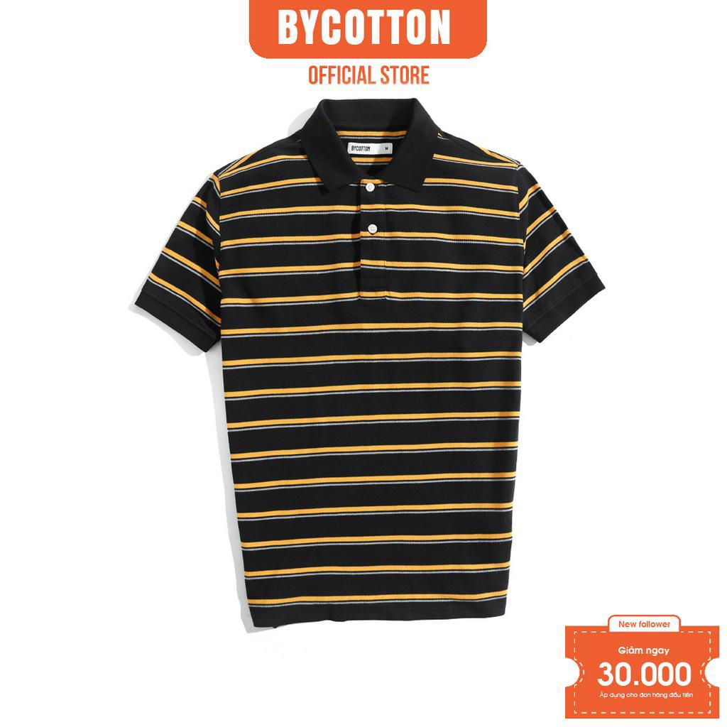 Áo Polo Nam Cao Cấp Có Cổ BY COTTON  Sọc Đen Vàng