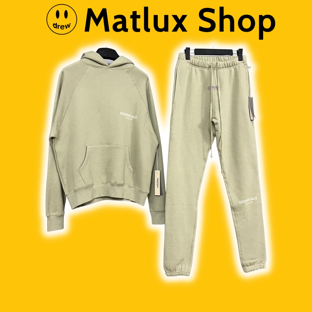 Set đồ nỉ FEAR OF GOD ESSENTIALS SS22 Seafoam chất liệu nỉ bông cao cấp, Bộ đồ nỉ FOG in nhung form rộng