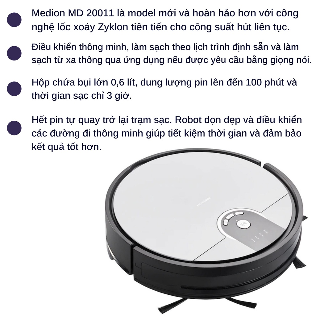 Robot hút bụi lau nhà MEDION MD 20011 [GEXHOME Hàng Đức]