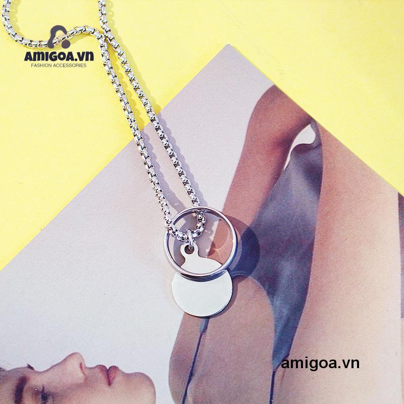 ✨✨Vòng cổ Thép Titan Mặt Nhẫn Phong Cách Punk Đường Phố Cho Nam Và Nữ