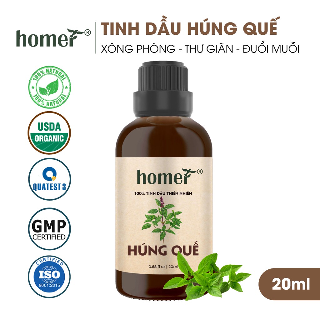 Tinh dầu Húng Quế Pháp Homer - Basil Essential Oil -  đạt chuẩn chất lượng kiểm định