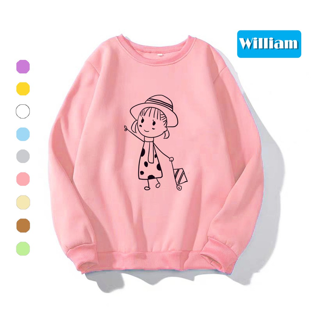 [FREESHIP_50K] Áo Sweater chui đầu nữ in hình cô gái dễ thương William - DS94