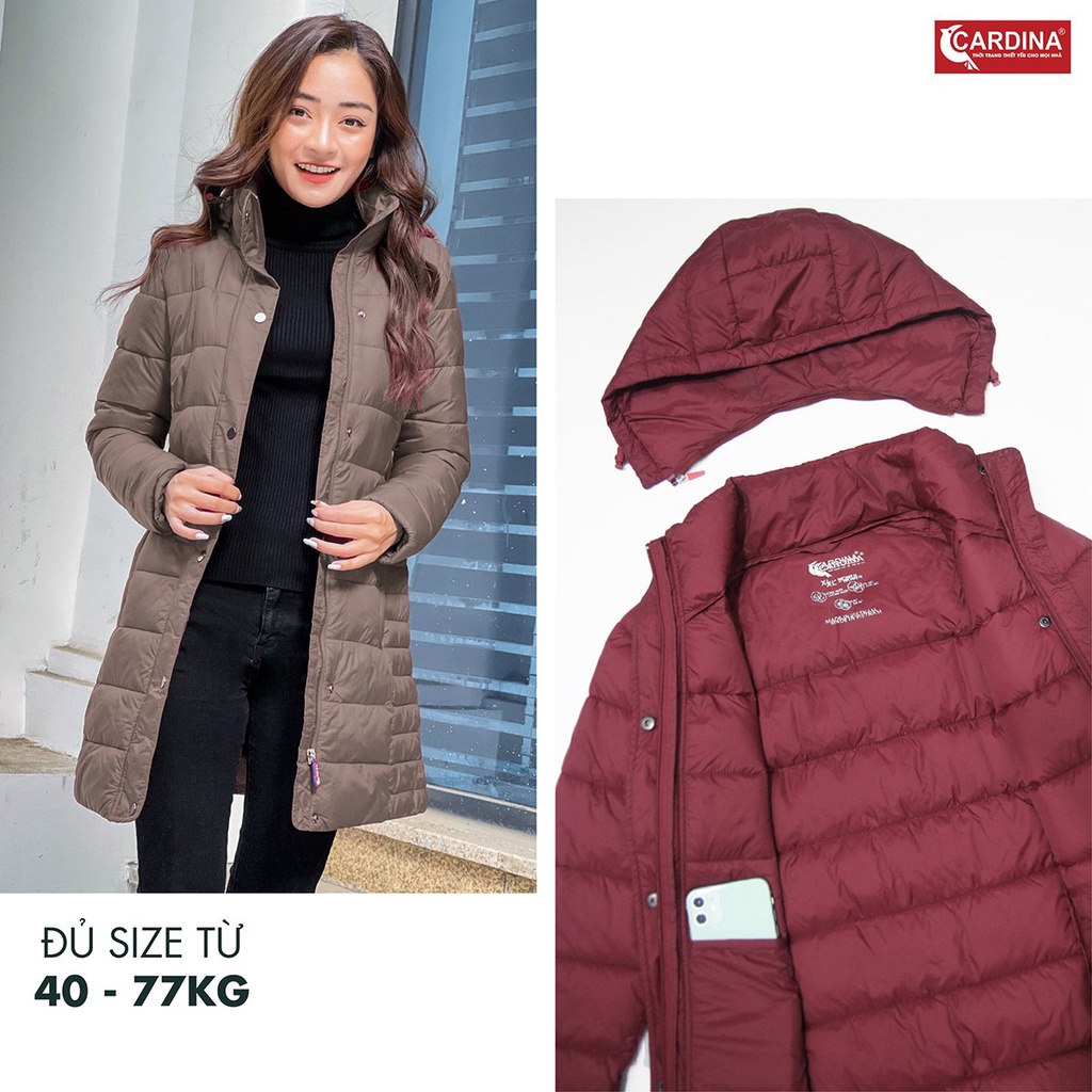 Áo phao nữ CARDINA dáng dài siêu nhẹ cao cấp, thiết kế sang trọng cho mùa đông ấm áp PDF. | BigBuy360 - bigbuy360.vn
