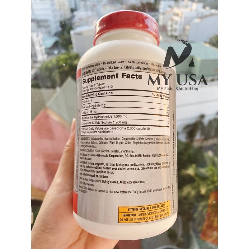 Viên uống bổ khớp❤️ Viên uống Glucosamine 1500mg & chondroitin 1200mg 280 viên - Glucosamin Kirkland