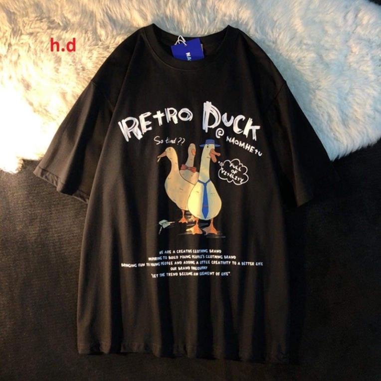 Áo thun ba con vịt form rộng tay lỡchất cotton nam hucott