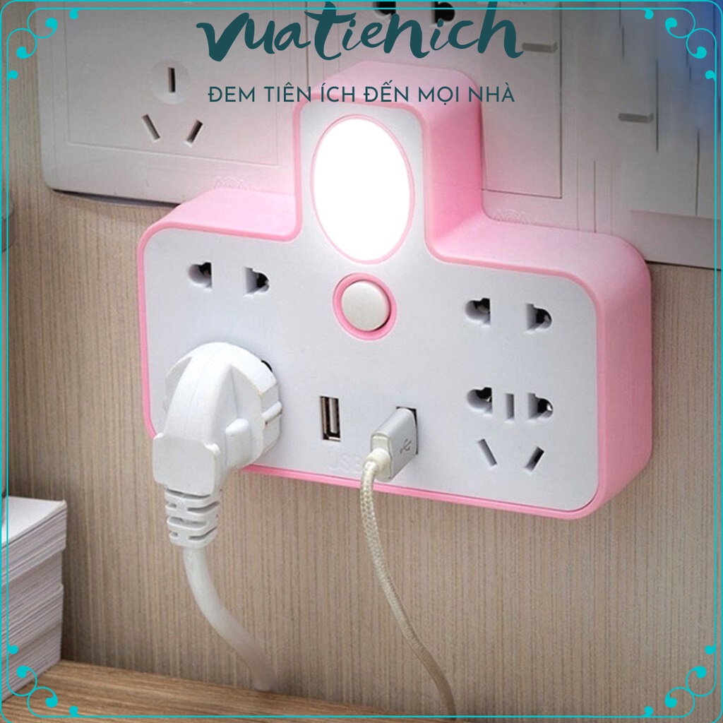 Ổ Cắm Điện Đa Năng / Ổ Cắm Tích Hợp Đầu Cắm USB - Tích Hợp Đèn Ngủ Ánh Sáng Dịu Nhẹ
