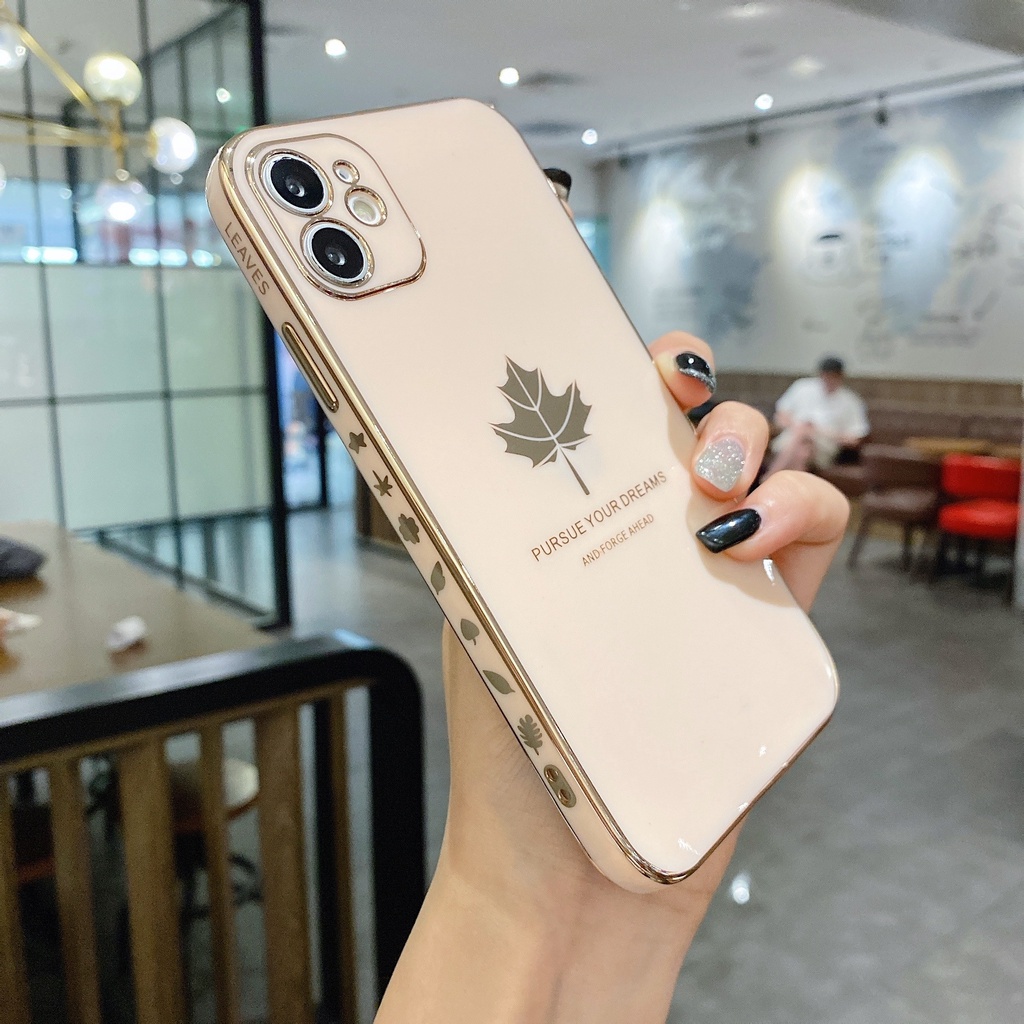 Ốp điện thoại họa tiết lá phong cho OPPO A16 A54 A15 A15S Reno 6 5G Reno5 A53 A3S A5S A5 A9 A7 A12 A52 A92