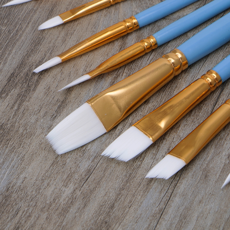 love*10Pcs Blue Oil Gouache Watercolor Painting Nail Art Pen White Nylon Hair Brushes