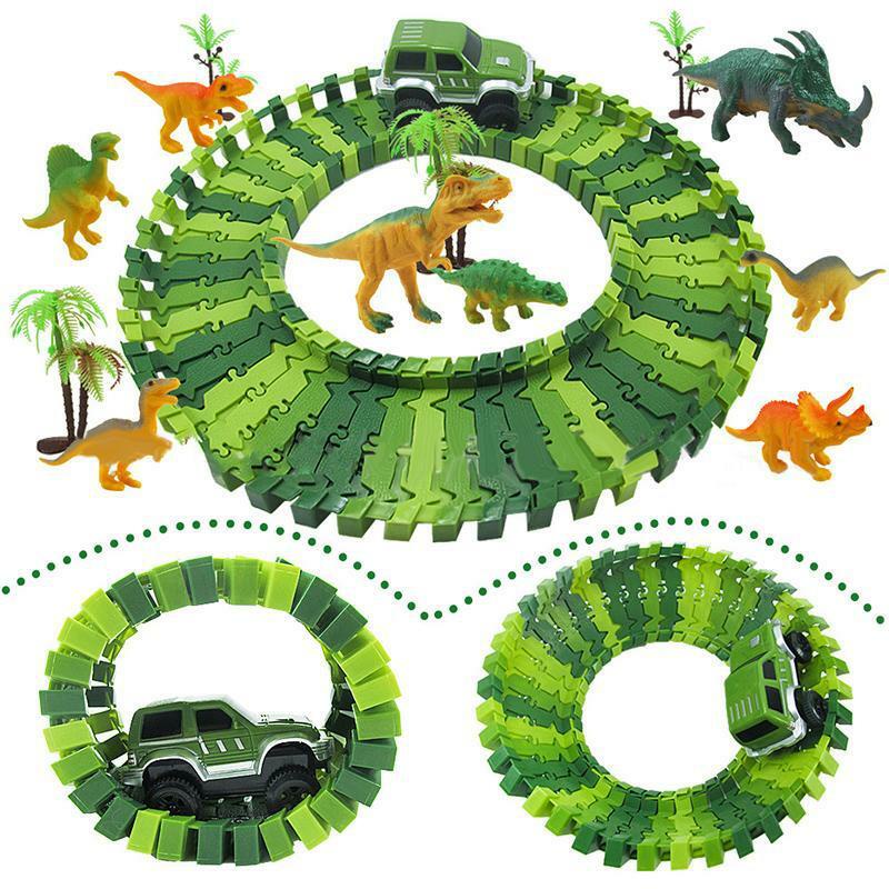 153 Chiếc Bộ Đồ Chơi Xe Hơi Theo Dõi Cuộc Đua Khủng Long Bộ Đồ Chơi Lắp Ráp Tự Lắp Ráp Mô Hình Đường Ray