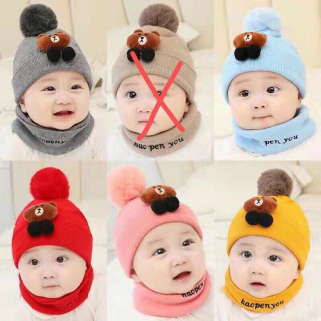 Sét Mũ Len kèm Khăn cho bé