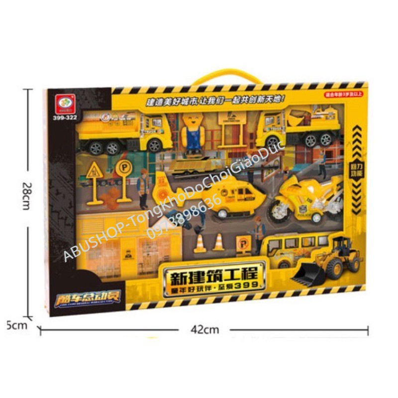 Đồ chơi mô hình xe công trường vàng  Đồ chơi ô tô thiết kế đẹp mắt kèm hộp đựng có quai xách