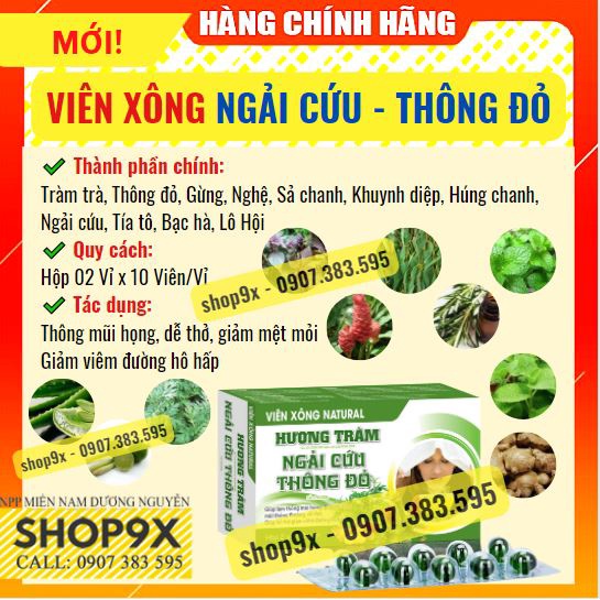 Viên Xông Hương Tràm Báo Gấm - Tinh Dầu Thảo Dược Xông Giải Cảm (20 Viên/ Hộp)