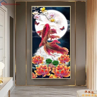 Tranh đính đá DD9793 LV577 (90cm x 50cm), tranh thêu cá chép hóa rồng DV6590 LV3535 (75cm x 43cm)