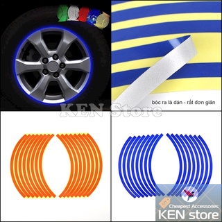Bộ 16 miếng decal phản quang dán mâm xe máy, mâm xe ô tô