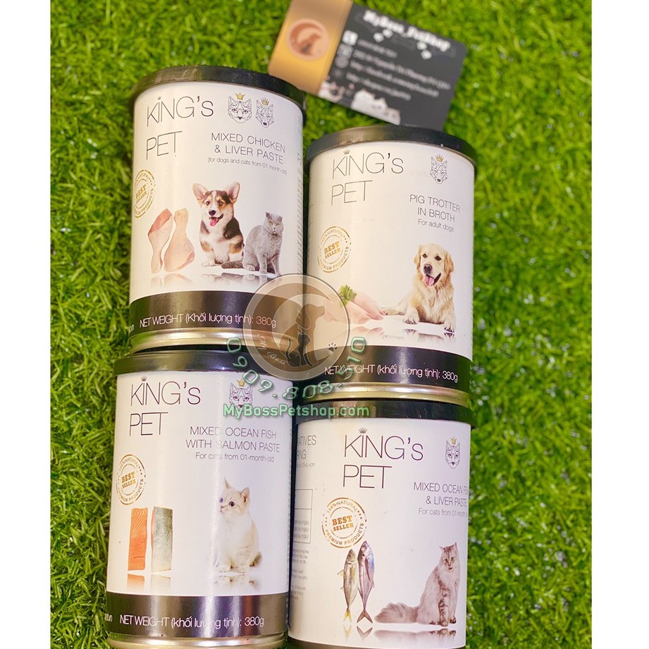 KINGPET pate lon 380g - thức ăn cho chó mèo trên 1 tháng tuổi (ĐỦ VỊ)