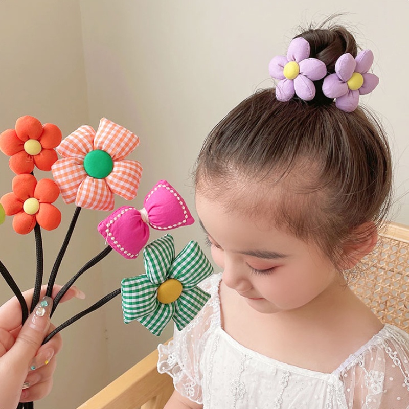 Kẹp Tóc Đuôi Ngựa Đính Hoa Dễ Thương Cho Bé Gái