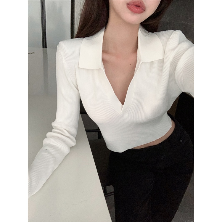Porozi  Áo croptop  tay dài phong cách Hàn Quốc thời trang cho nữ