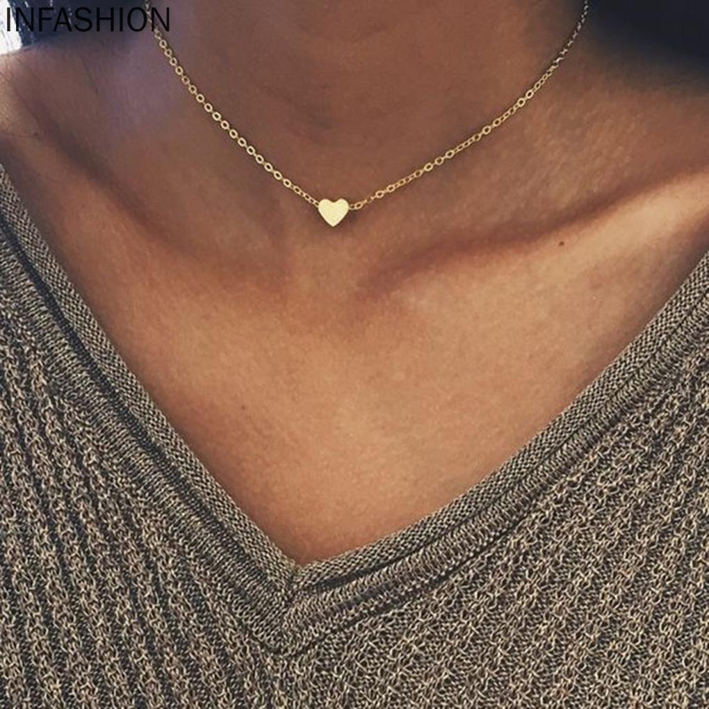 Vòng Cổ Choker Mặt Hình Trái Tim Đơn Giản Cho Nữ