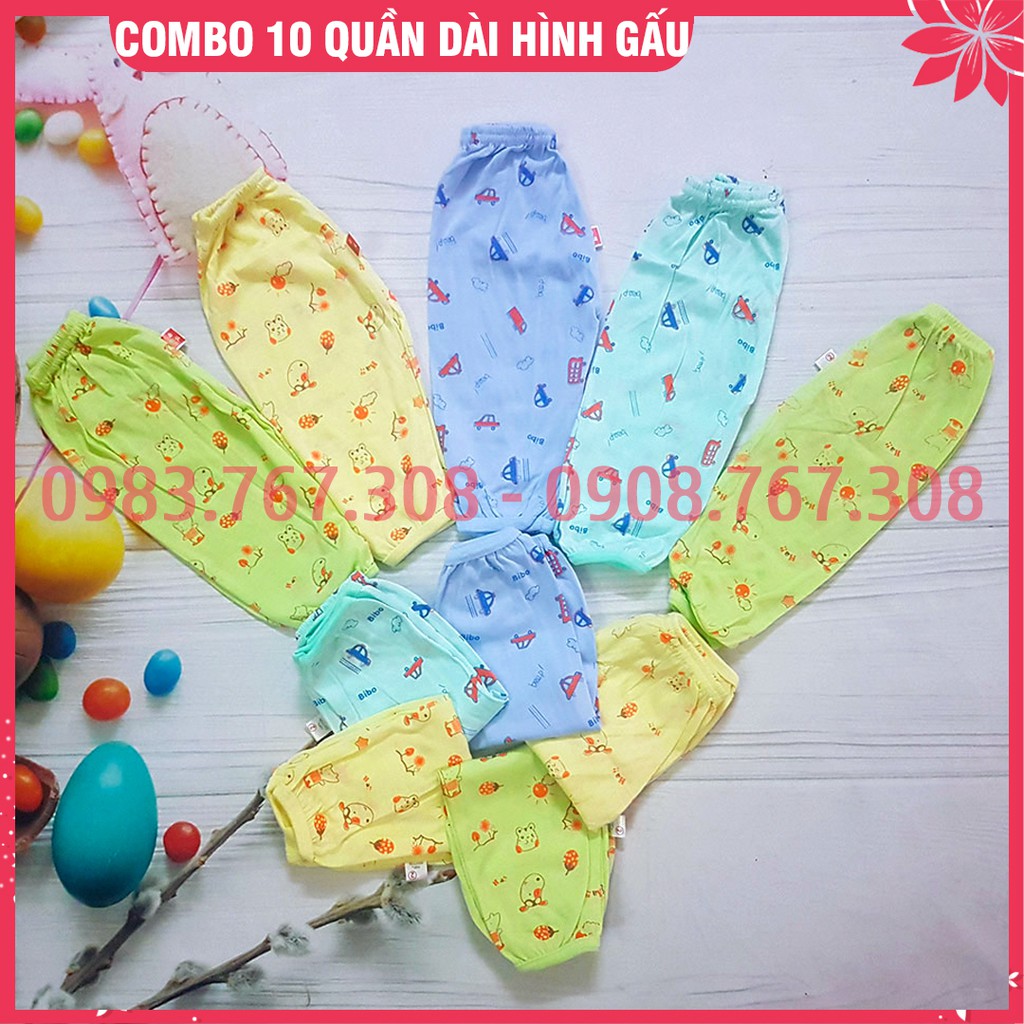 COMBO 10 Chiếc Quần Dài Sơ Sinh In Hình Gấu - Mẫu Đẹp, Chọn Màu Ngẫu Nhiên