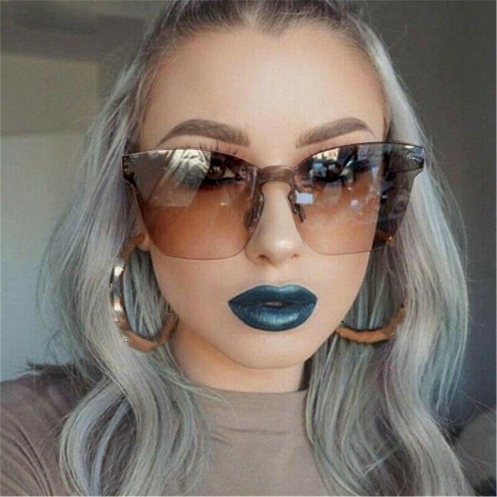 2020 Hot Fashion Women Girl Square Frameless Sunglasses Big Large Rimless Glasses Sunglasses