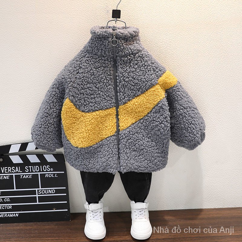 Boys felt jacket, winter sheepskin warm jacket