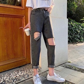 Quần baggy khói xám rách
