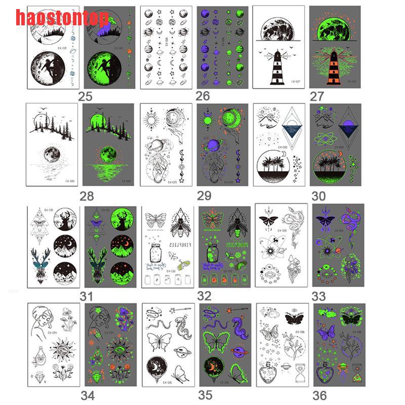 Miếng Dán Hình Xăm Tạm Thời Chống Thấm Nước Màu Dạ Quang