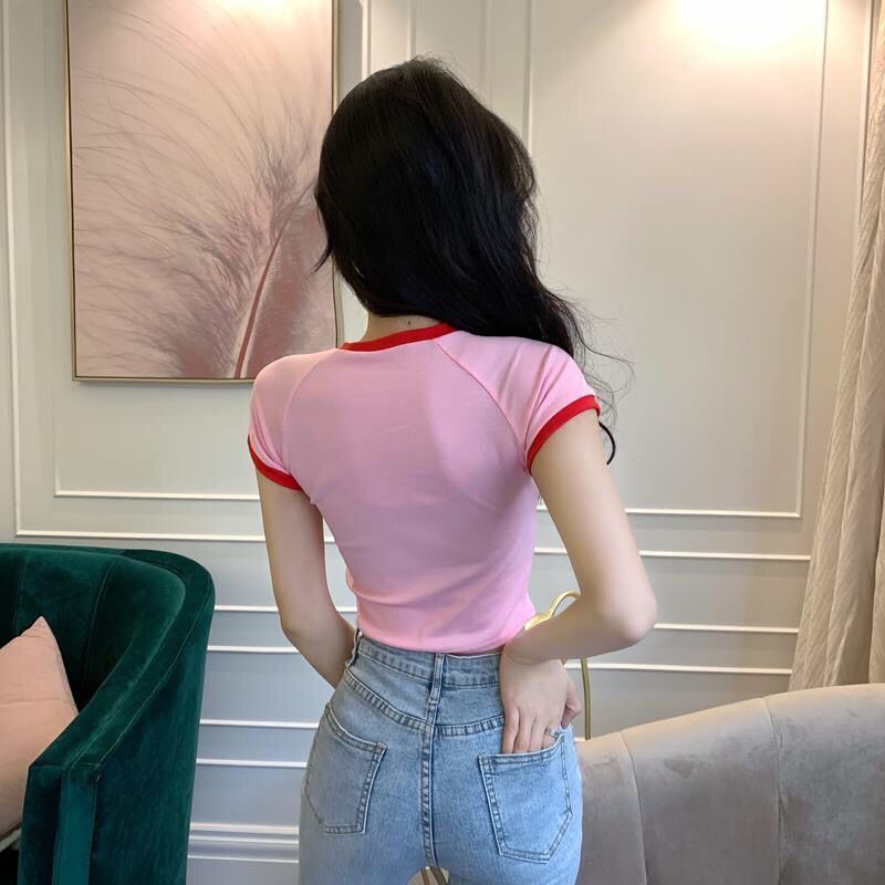 Áo Thun Croptop Tay Ngắn In Chữ Thời Trang Cho Nữ