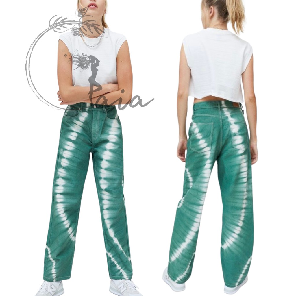 Q211115175 - QUẦN DENIM LOANG MÀU XANH LÁ - Q53