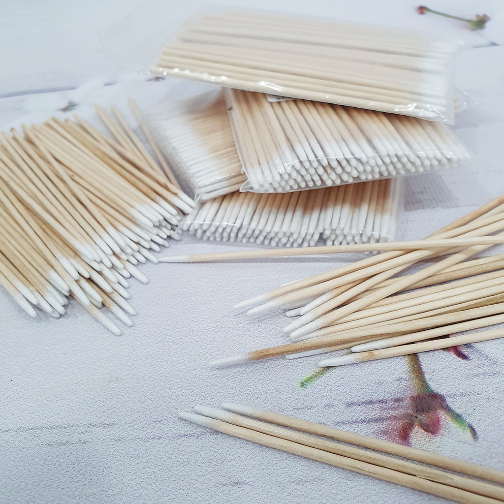 Tăm bông gỗ viền nét, Tăm bông nối mi, tháo mi, phun xăm