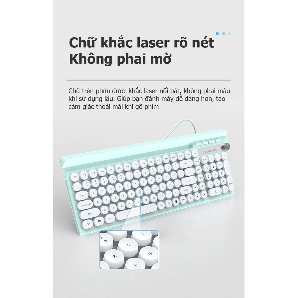 Bàn phím có dây LANGTU L3 với nút tròn vật lý tăng giảm âm lượng tiện lợi tạo phong cách cổ điển nhưng đầy nét sang trọn