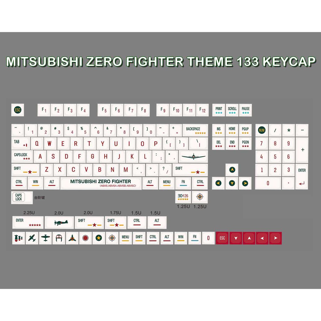 Set Keycap XDA Zero Fighter Bàn Phím Cơ