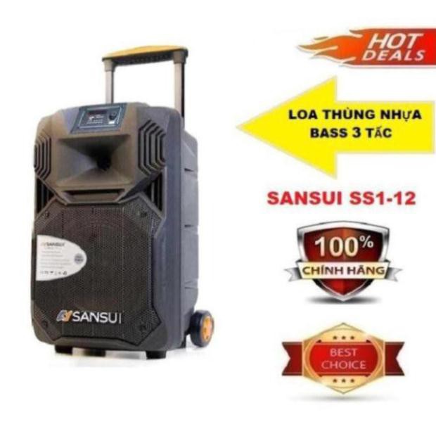 Loa kéo di động Sansui SS1-12, Loa kéo bluetooth bass 3 tấc hát karaoke gia đình + Tặng kèm 2 micro